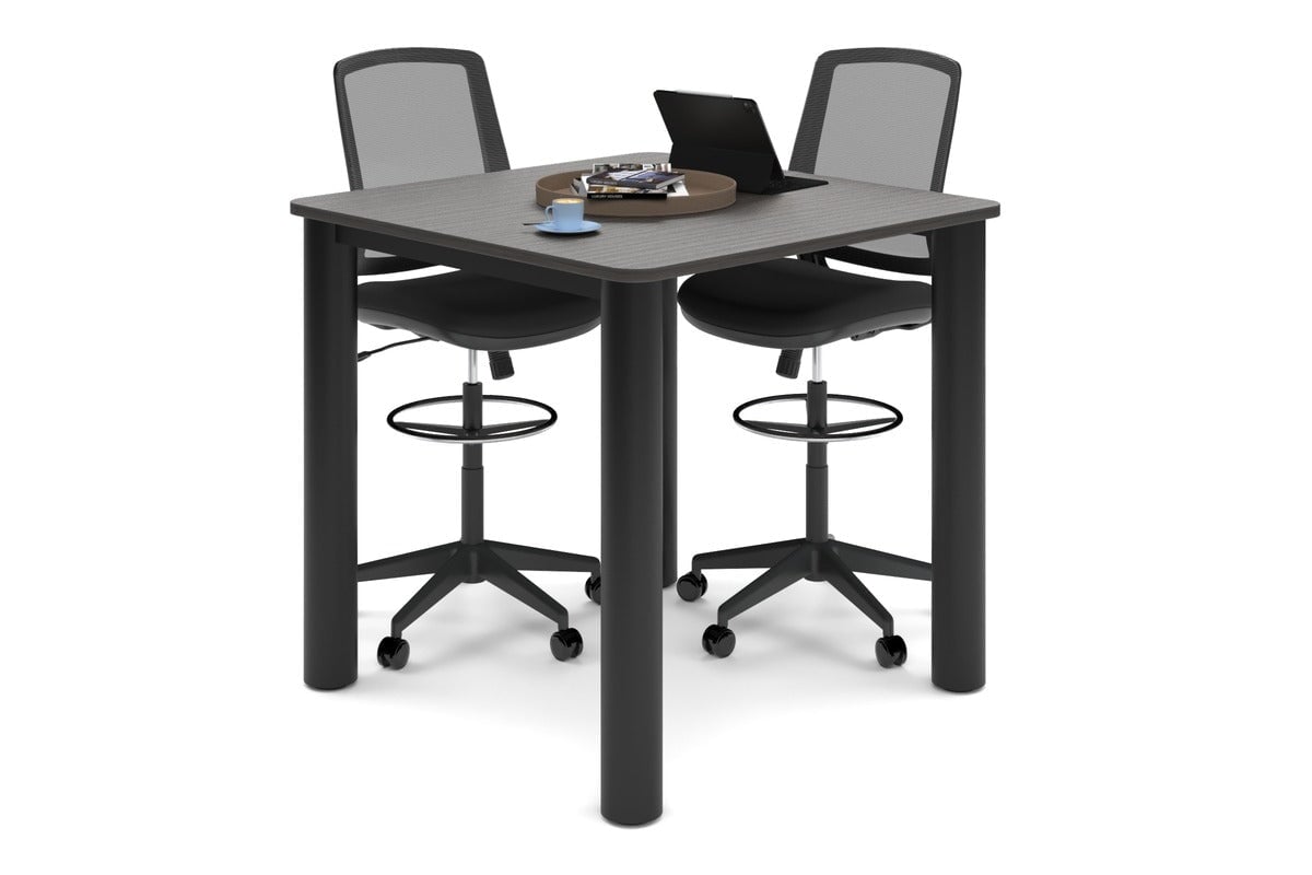 Quadro Cylinder Legs Large Counter Table - Rounded Corners [1100L x 1100W with Rounded Corners] Jasonl black leg dark oak 