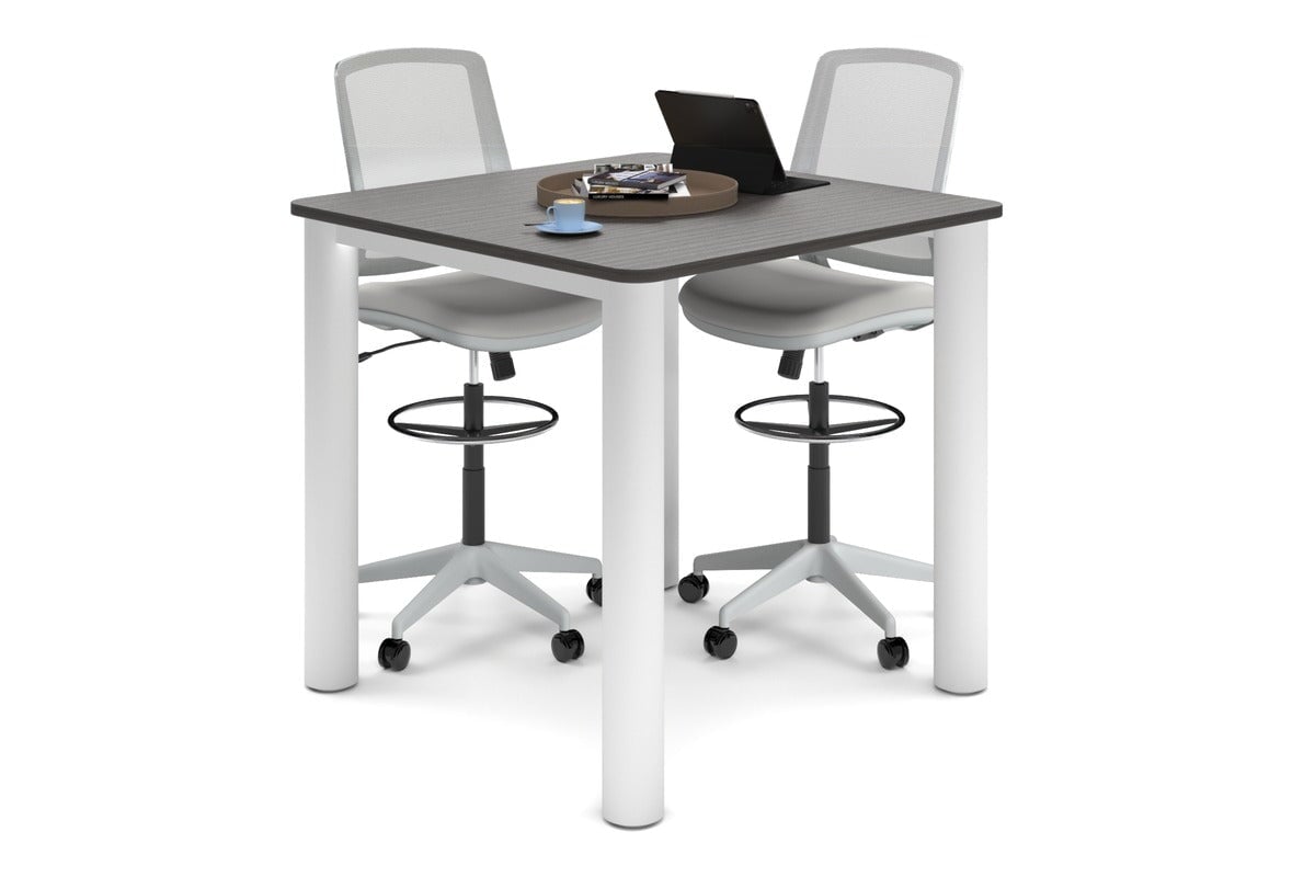 Quadro Cylinder Legs Large Counter Table - Rounded Corners [1100L x 1100W with Rounded Corners] Jasonl white leg dark oak 