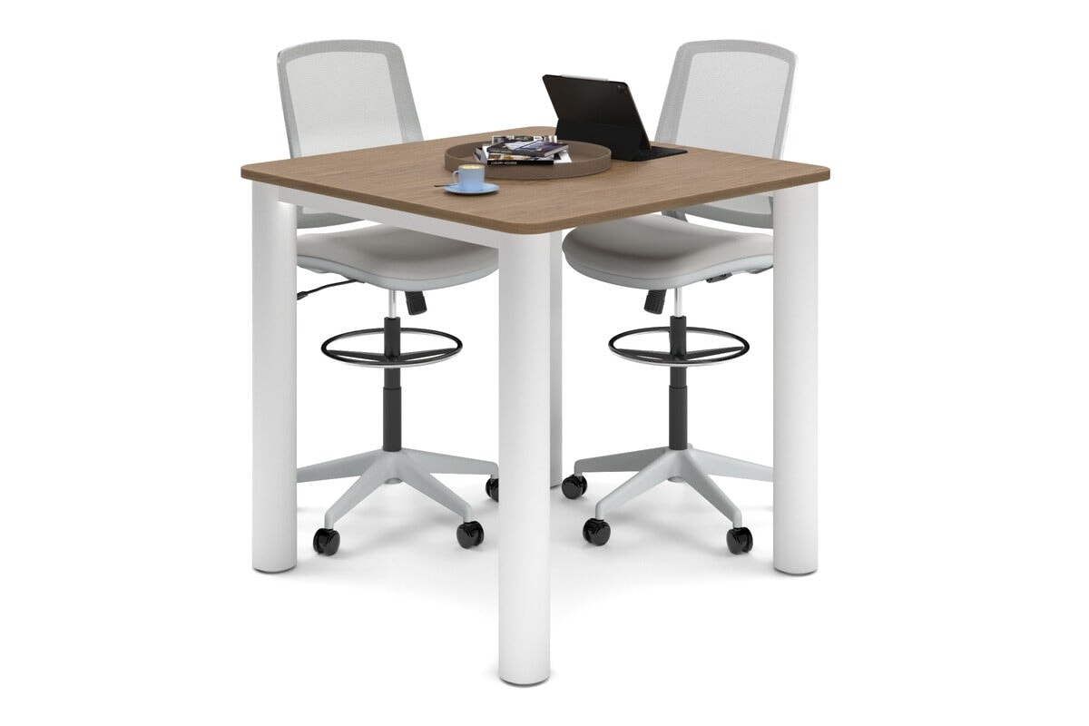 Quadro Cylinder Legs Large Counter Table - Rounded Corners [1100L x 1100W with Rounded Corners] Jasonl white leg salvage oak 
