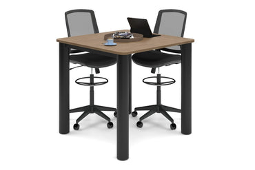Quadro Cylinder Legs Large Counter Table - Rounded Corners [1100L x 1100W with Rounded Corners] Jasonl black leg salvage oak 