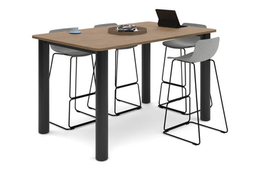 Quadro Cylinder Legs Large Counter Table - Rounded Corners [1800L x 1100W with Rounded Corners] Jasonl black leg salvage oak 