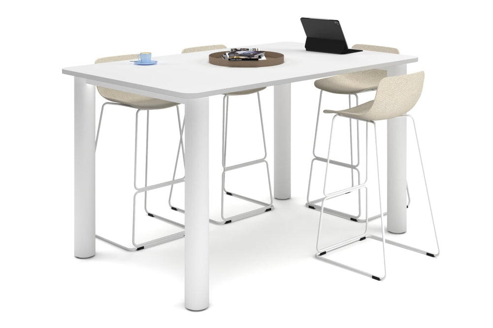 Quadro Cylinder Legs Large Counter Table - Rounded Corners [1800L x 1100W with Rounded Corners]-white leg white 