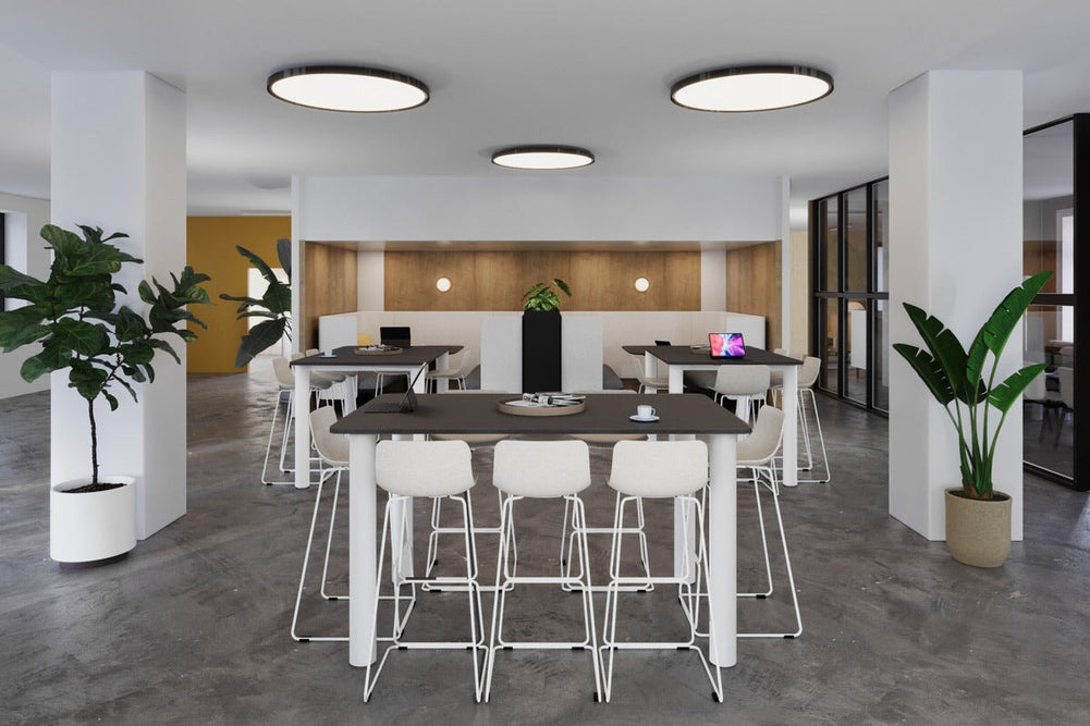 Quadro Cylinder Legs Large Counter Table - Rounded Corners [1800L x 1100W with Rounded Corners]-black leg dark oak 