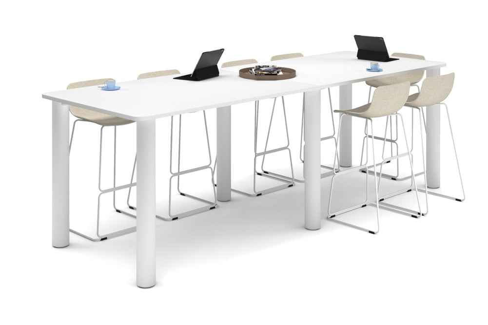 Quadro Cylinder Legs Large Counter Table - Rounded Corners [3200L x 1100W with Rounded Corners]-white leg white 