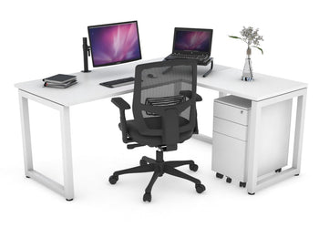 Quadro Loop Legs L-Shaped Corner Office Desk [1400L x 1700W] Jasonl white leg white none