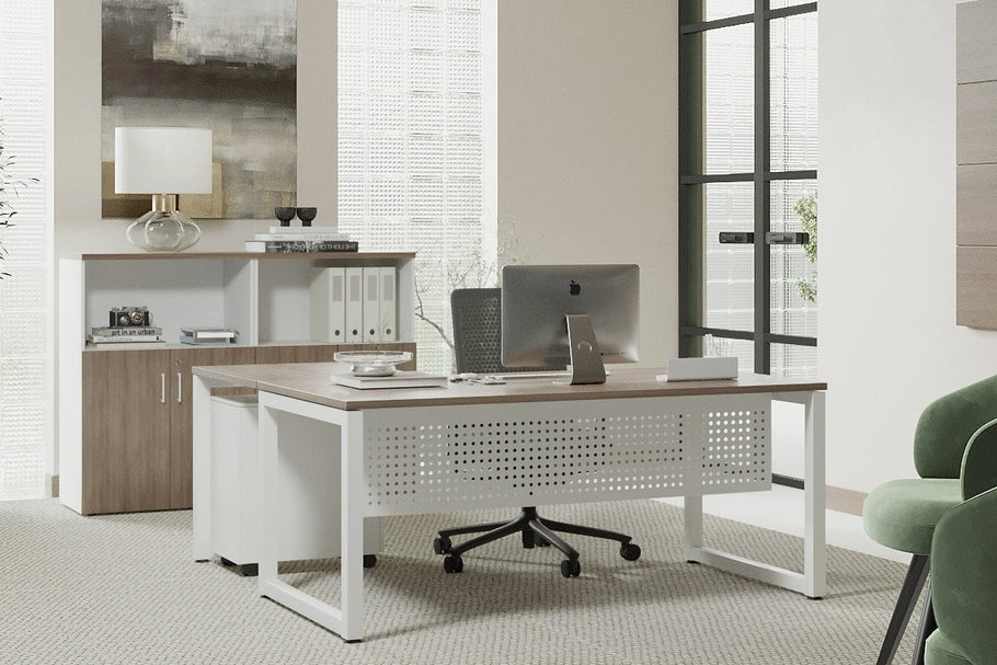 Environmental image of Quadro Loop Legs L-Shaped Corner Office Desk [1800L x 1800W with Cable Scallop]