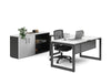 Quadro Loop Legs L-Shaped Executive Setting - Black Legs [1600L x 1800W with Cable Scallop] - Thumbnail 1 