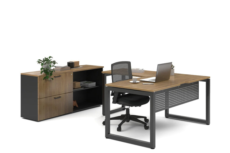 Quadro Loop Legs L-Shaped Executive Setting - Black Legs [1800L x 1700W] Jasonl salvage oak lateral 2 drawer + open bookcase none