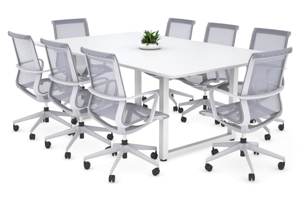 Quadro Loop Legs Modern Boardroom Table - Rounded Corners [1800L x 1100W with Rounded Corners]-white leg white 