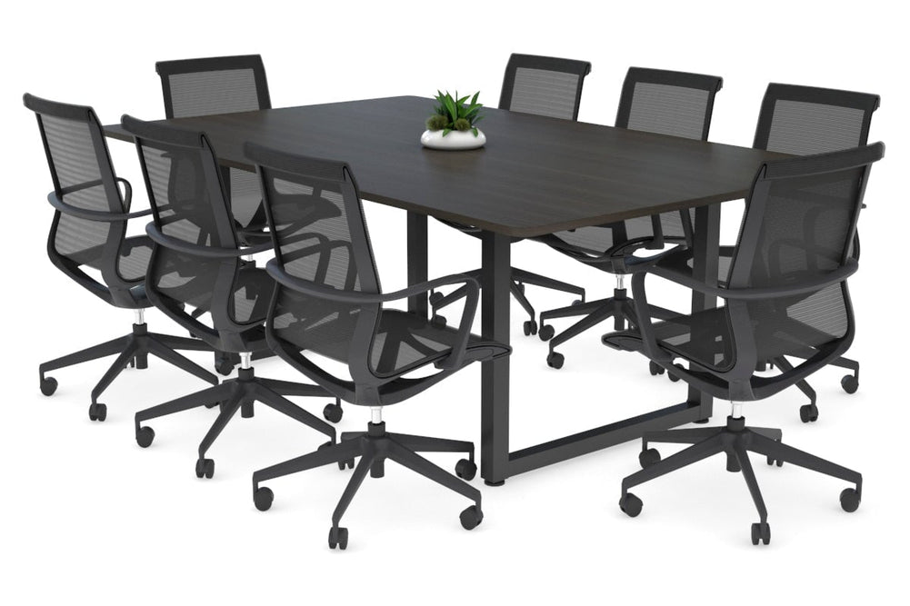 Quadro Loop Legs Modern Boardroom Table - Rounded Corners [1800L x 1100W with Rounded Corners]-black leg dark oak 