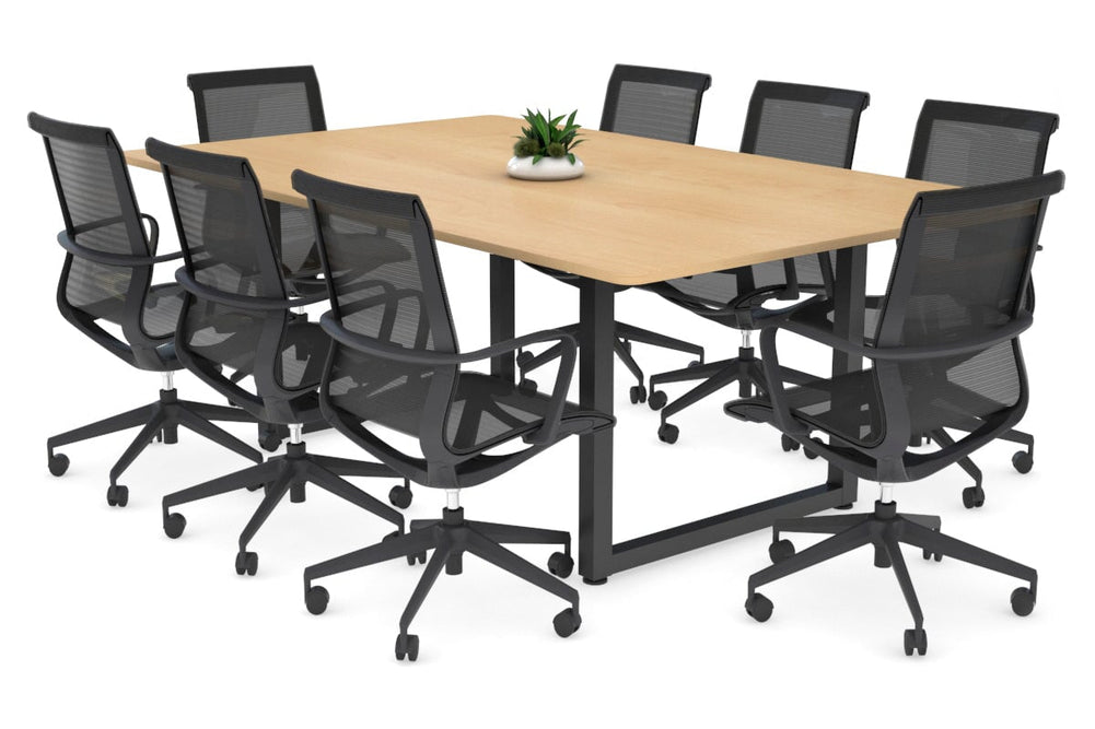 Quadro Loop Legs Modern Boardroom Table - Rounded Corners [1800L x 1100W with Rounded Corners]-black leg maple 