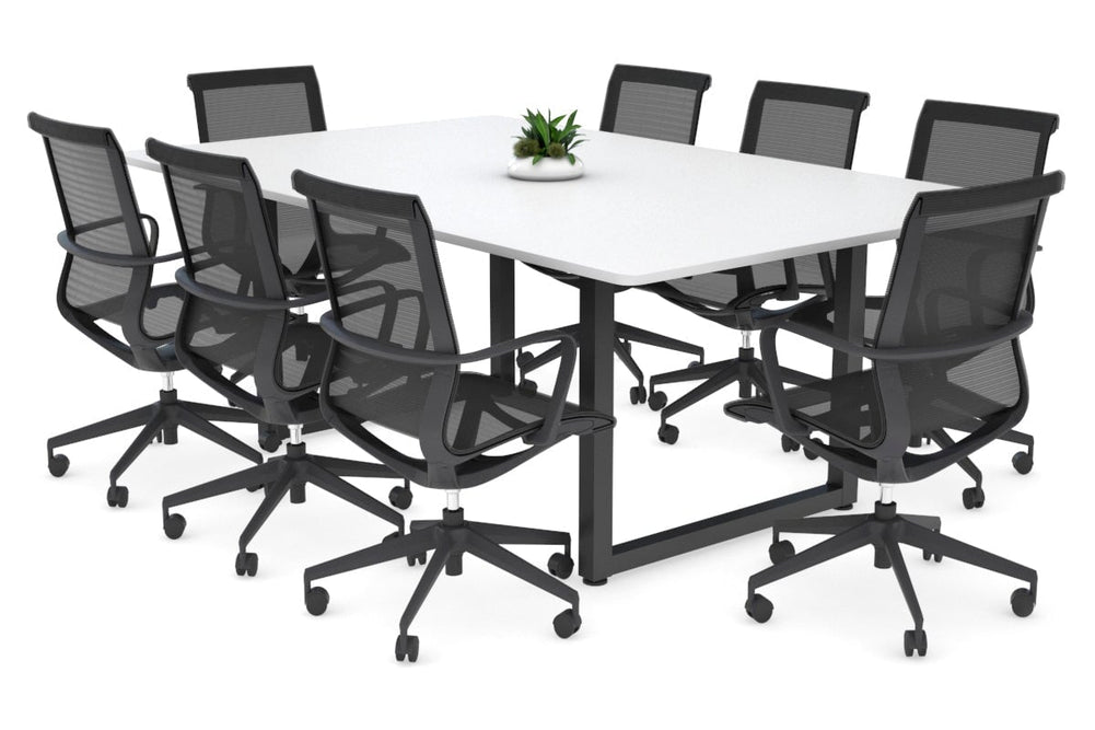 Quadro Loop Legs Modern Boardroom Table - Rounded Corners [1800L x 1100W with Rounded Corners]-black leg white 