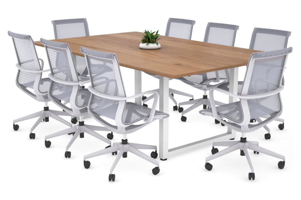 Quadro Loop Legs Modern Boardroom Table - Rounded Corners [1800L x 1100W with Rounded Corners]-white leg salvage oak 