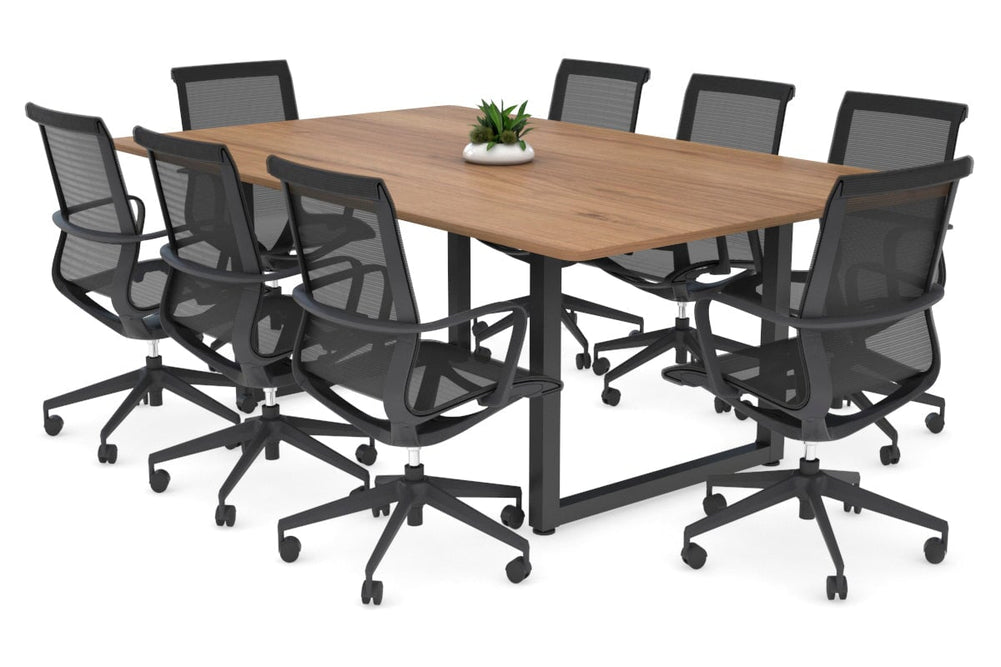 Quadro Loop Legs Modern Boardroom Table - Rounded Corners [1800L x 1100W with Rounded Corners]-black leg salvage oak 