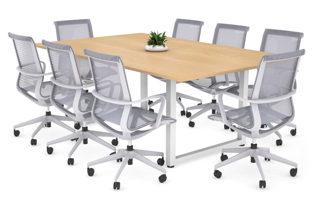 Quadro Loop Legs Modern Boardroom Table - Rounded Corners [1800L x 1100W with Rounded Corners]-white leg maple 