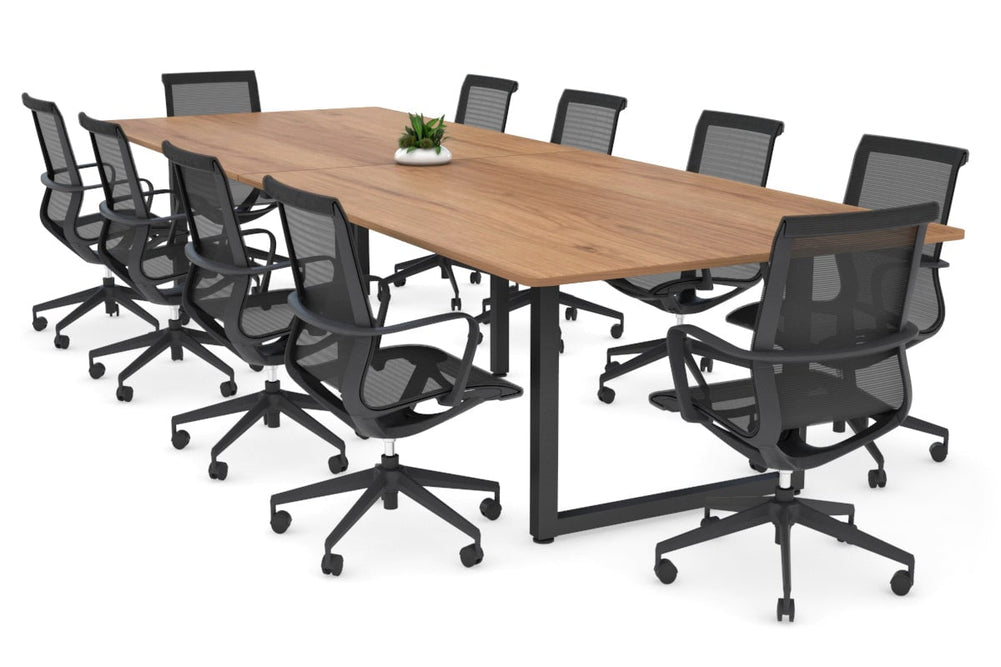 Quadro Loop Legs Modern Boardroom Table - Rounded Corners [3200L x 1100W with Rounded Corners]-black leg salvage oak none