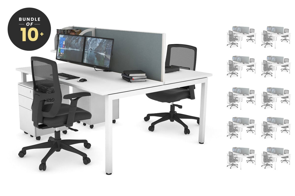 Quadro Square Legs 2 Person Office Workstation [1200L x 700W]-white leg white cool grey (500H x 1200W)