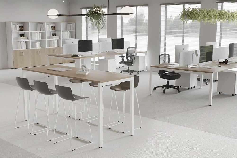 Quadro Square Legs Counter Table [1800L x 700W]-black leg dark oak 