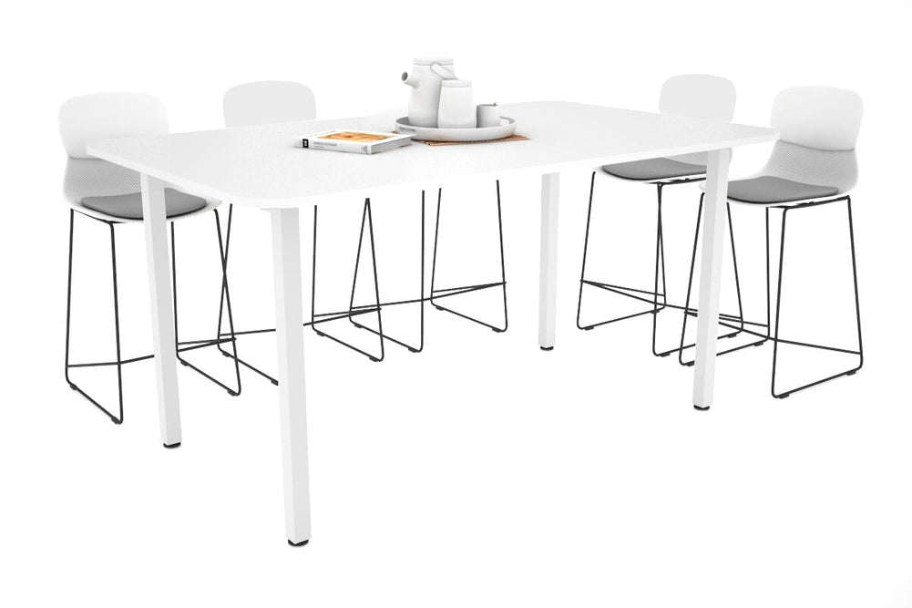 Quadro Square Legs Counter Table with Rounded Corners [1800L x 1100W with Rounded Corners]-white leg white 