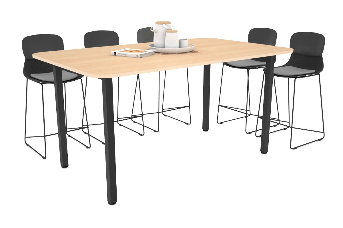 Quadro Square Legs Counter Table with Rounded Corners [1800L x 1100W with Rounded Corners] Jasonl black leg maple 