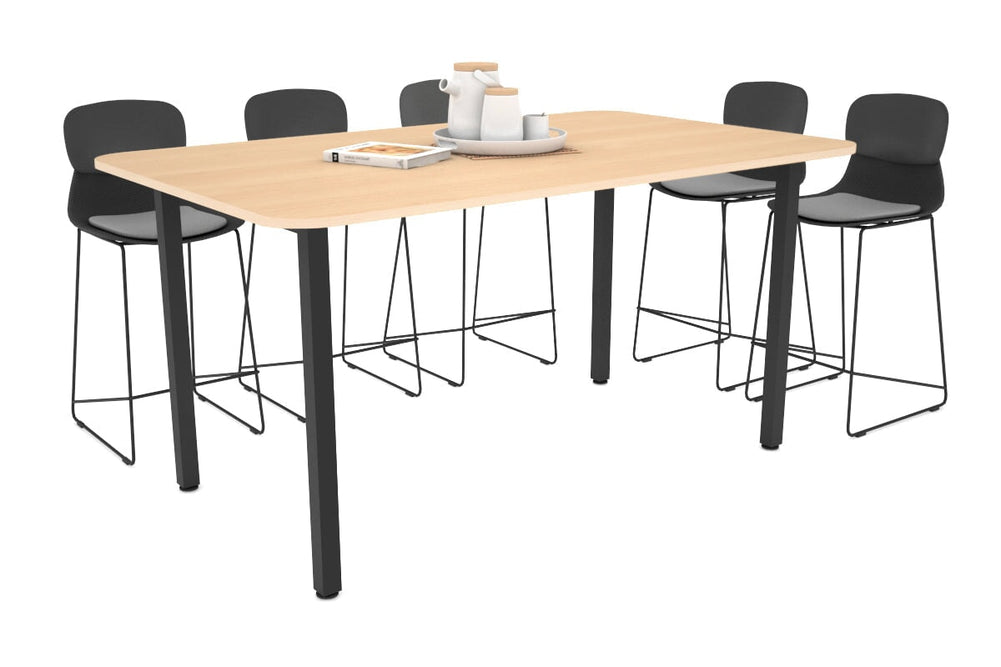 Quadro Square Legs Counter Table with Rounded Corners [1800L x 1100W with Rounded Corners]-black leg maple 