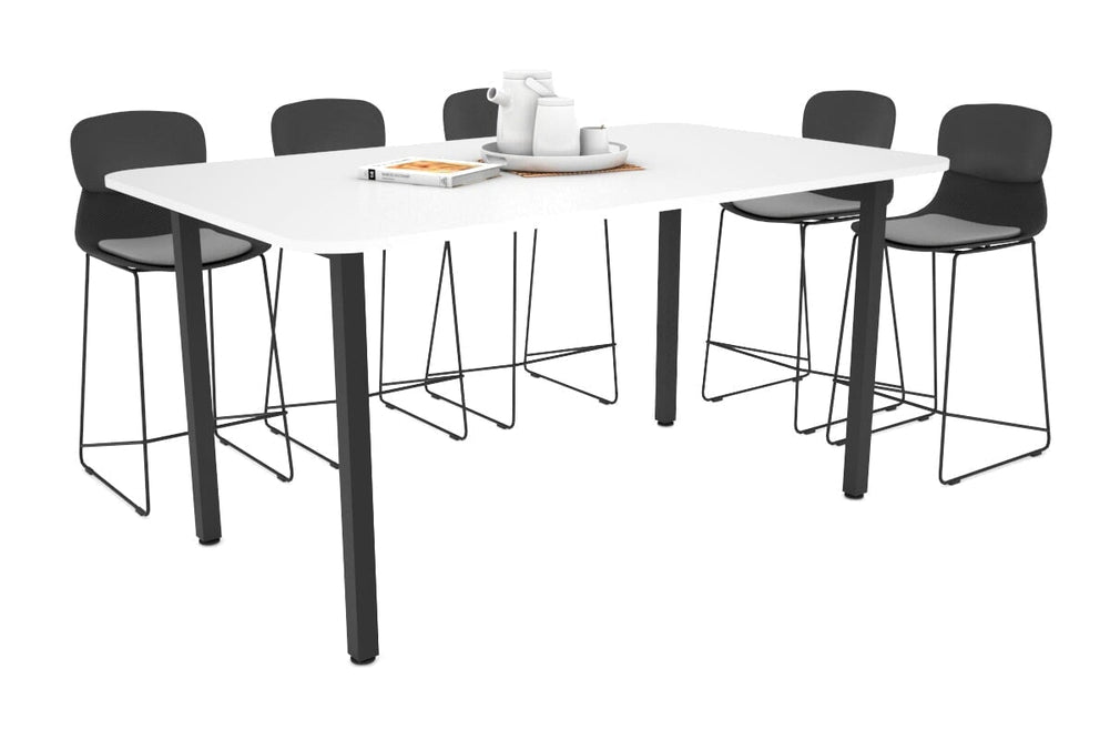 Quadro Square Legs Counter Table with Rounded Corners [1800L x 1100W with Rounded Corners]-black leg white 