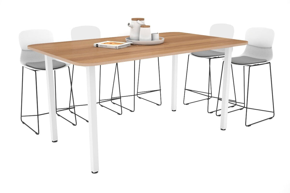 Quadro Square Legs Counter Table with Rounded Corners [1800L x 1100W with Rounded Corners]-white leg salvage oak 