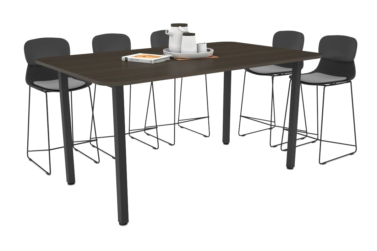 Quadro Square Legs Counter Table with Rounded Corners [1800L x 1100W with Rounded Corners] Jasonl black leg dark oak 