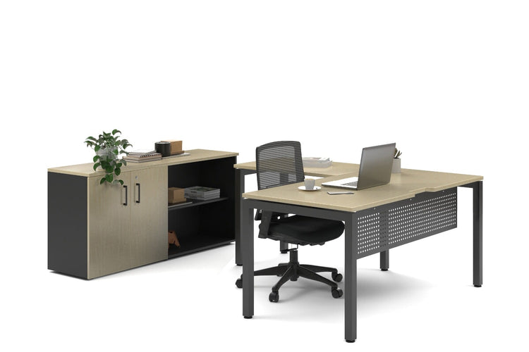 Quadro Square Legs L-Shaped Executive Setting - Black Legs [1600L x 1700W] Jasonl maple uniform 2 door + open bookcase none