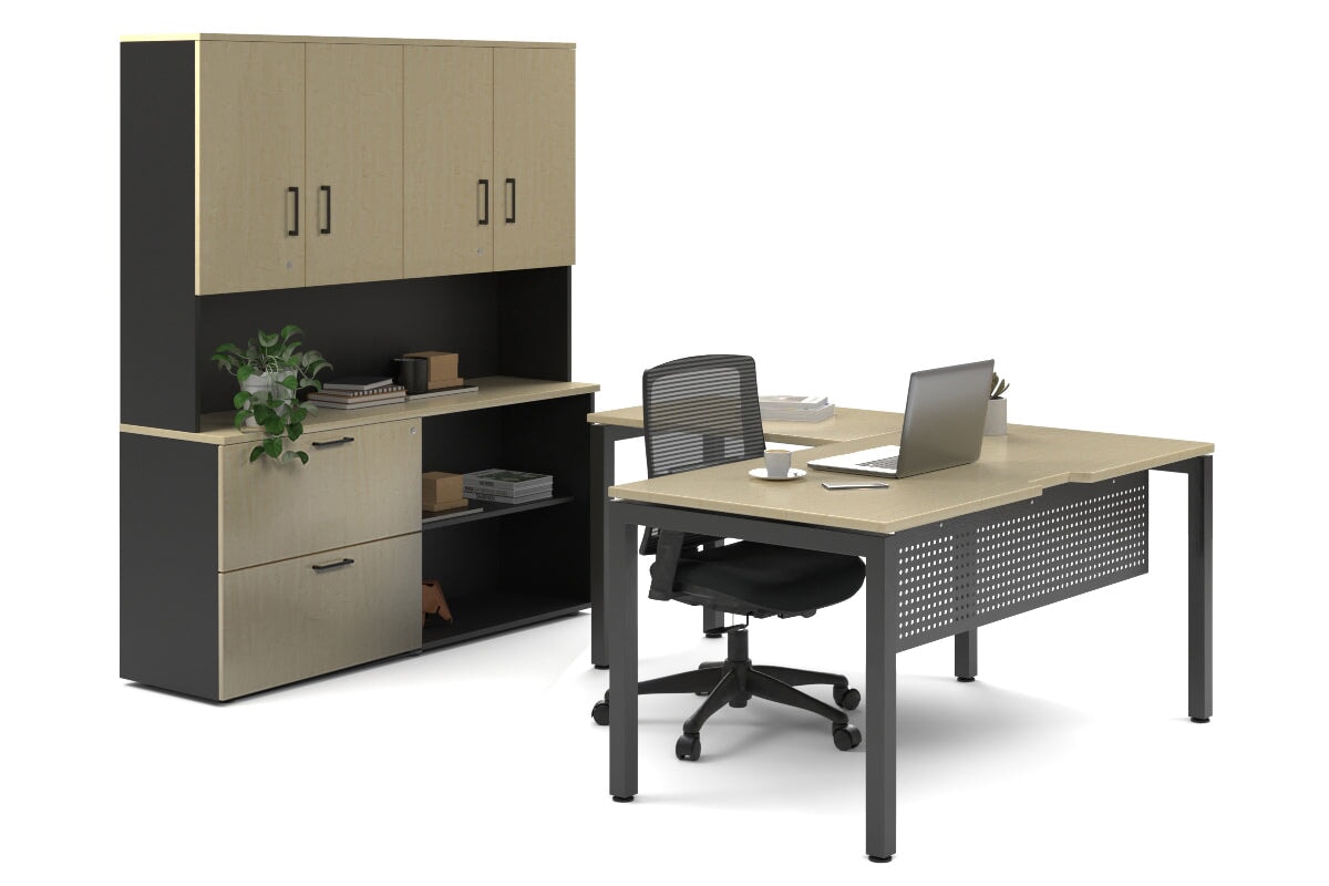 Quadro Square Legs L-Shaped Executive Setting - Black Legs [1800L x 18 ...