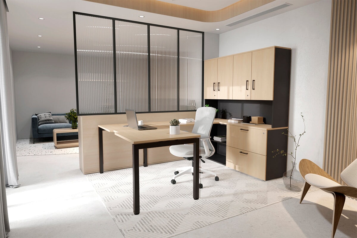 Quadro Square Legs L-Shaped Executive Setting - Black Legs [1800L x 18 ...