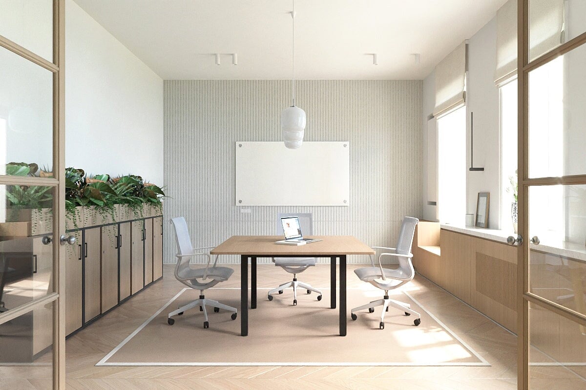 Quadro Square Legs Modern Boardroom Table - Rounded Corners [1100L x 1100W with Rounded Corners]-black leg dark oak 