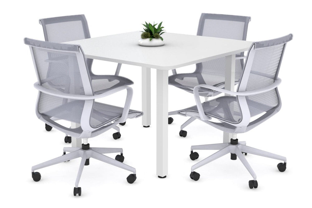 Quadro Square Legs Modern Boardroom Table - Rounded Corners [1100L x 1100W with Rounded Corners]-white leg white 