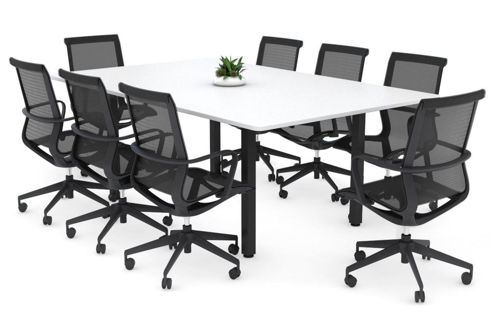 Quadro Square Legs Modern Boardroom Table - Rounded Corners [1800L x 1100W with Rounded Corners]-black leg white 