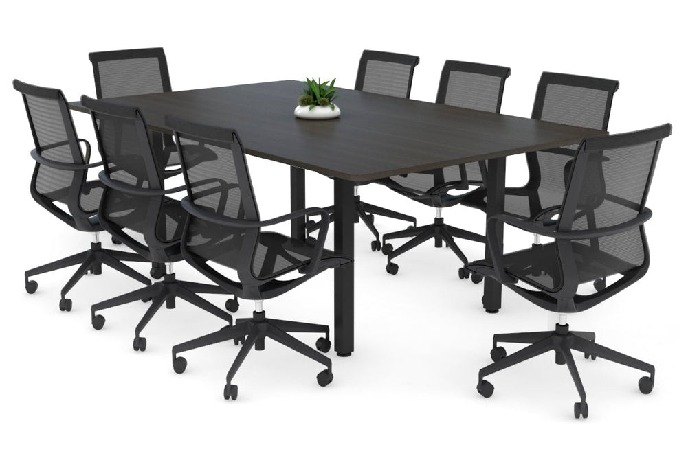 Quadro Square Legs Modern Boardroom Table - Rounded Corners [1800L x 1100W with Rounded Corners]-black leg dark oak 