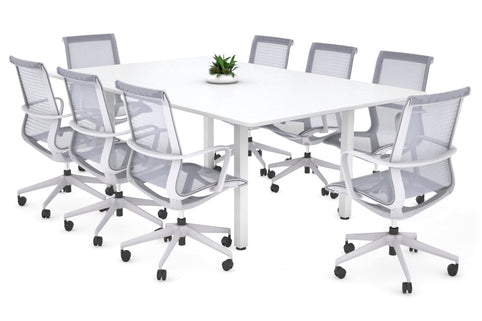 Quadro Square Legs Modern Boardroom Table - Rounded Corners [1800L x 1100W with Rounded Corners] Jasonl white leg white 