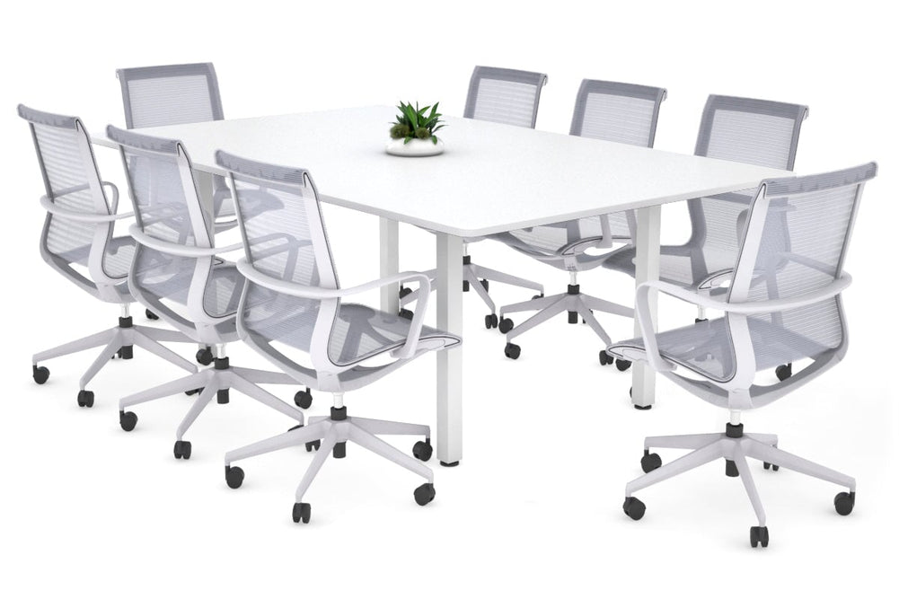 Quadro Square Legs Modern Boardroom Table - Rounded Corners [1800L x 1100W with Rounded Corners]-white leg white 