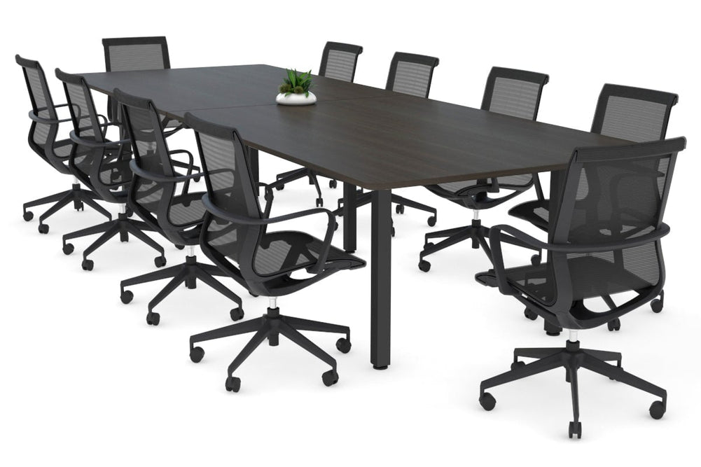 Quadro Square Legs Modern Boardroom Table - Rounded Corners [3200L x 1100W with Rounded Corners]-black leg dark oak none
