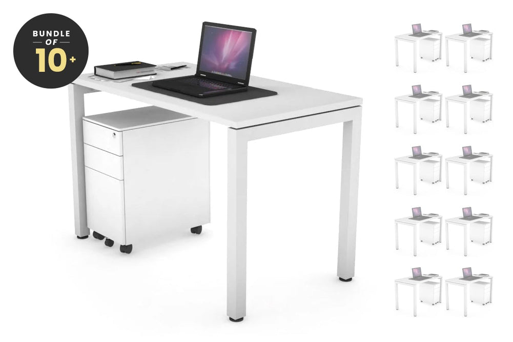 Quadro Square Legs Office Desk [1000L x 600W]-white leg white 