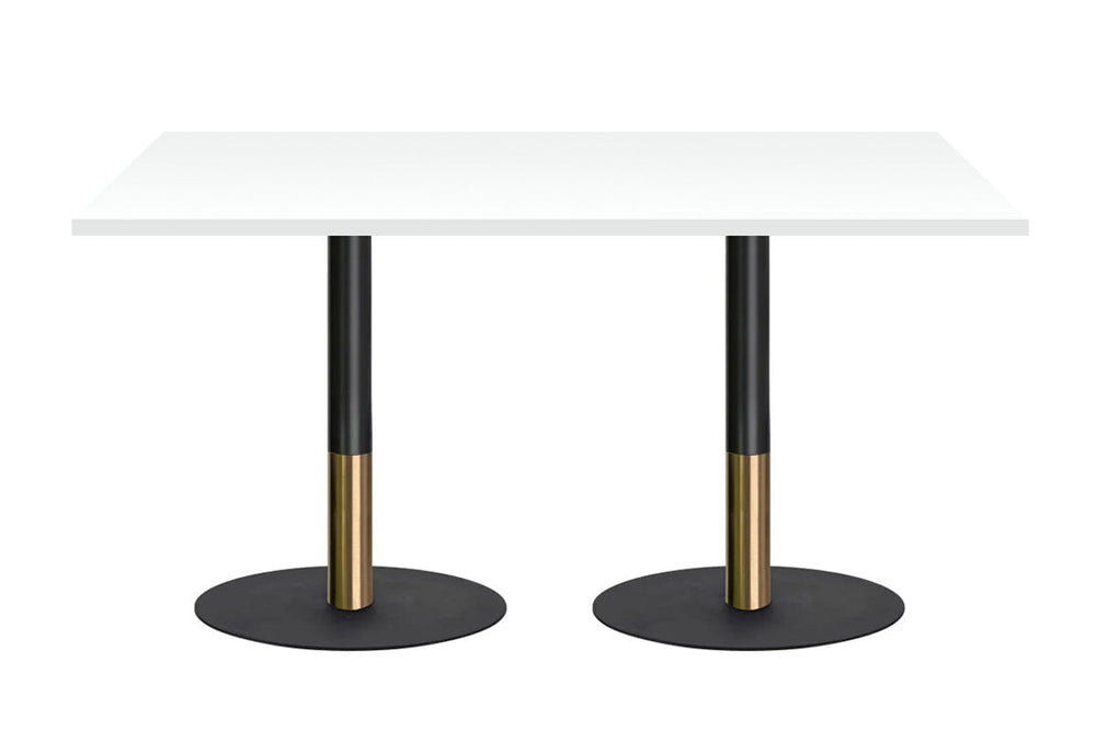 Rivoli Cafe Table - Black/Rose Gold - Black Disc Base [1600L x 700W]-white  