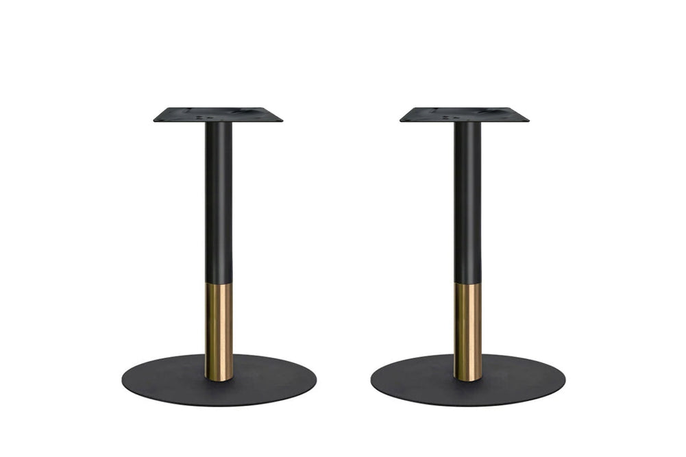 Rivoli Cafe Table - Black/Rose Gold - Black Disc Base [1600L x 800W]-none  