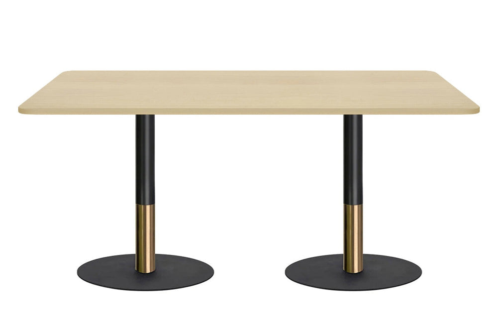 Rivoli Cafe Table - Black/Rose Gold - Black Disc Base Rounded Corners [1800L x 1100W with Rounded Corners]-maple  