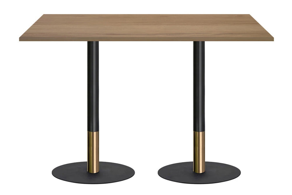 Rivoli Tall Bar/Counter Table - Black/Rose Gold - Black Disc Base [1400L x 700W]-salvage oak  