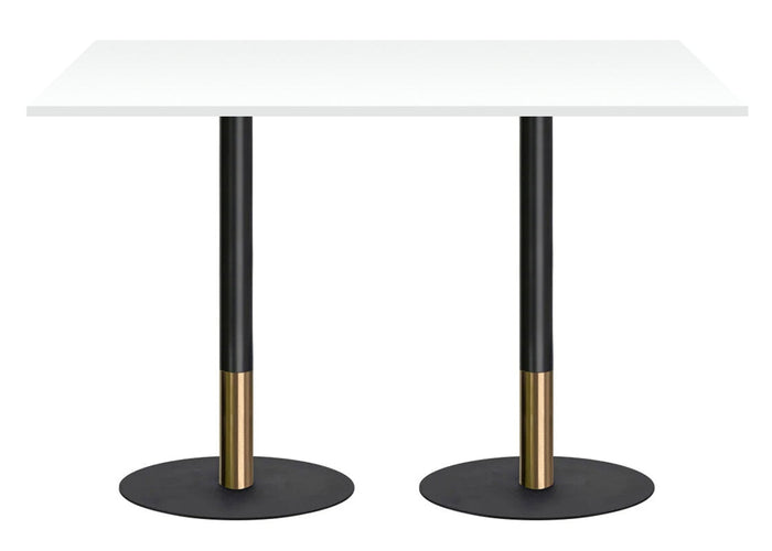 Rivoli Tall Bar/Counter Table - Black/Rose Gold - Black Disc Base [1400L x 800W] Jasonl white 