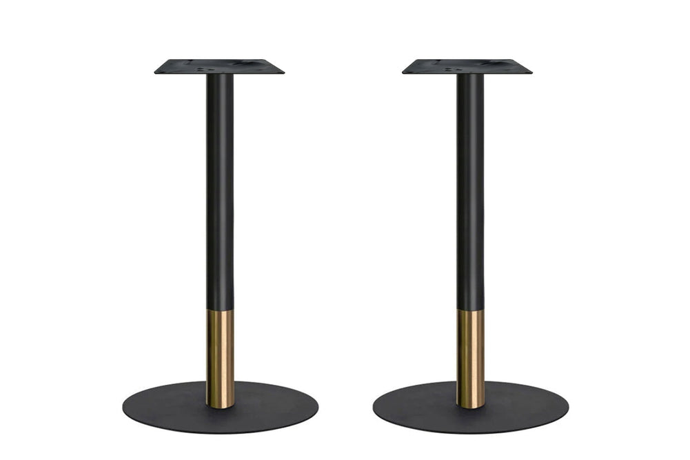 Rivoli Tall Bar/Counter Table - Black/Rose Gold - Black Disc Base [1600L x 700W]-none  