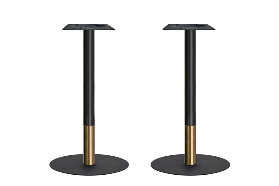Environmental image of Rivoli Tall Bar/Counter Table - Black/Rose Gold - Black Disc Base Rounded Corners [1800L x 1100W with Rounded Corners]