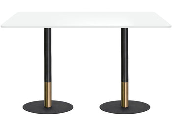 Rivoli Tall Bar/Counter Table - Black/Rose Gold - Black Disc Base Rounded Corners [1800L x 1100W with Rounded Corners] Jasonl white 