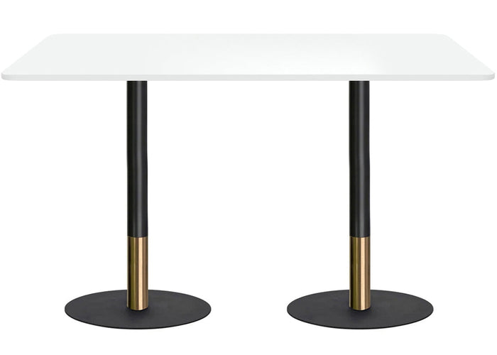 Rivoli Tall Bar/Counter Table - Black/Rose Gold - Black Disc Base Rounded Corners [1800L x 1100W with Rounded Corners] Jasonl white 