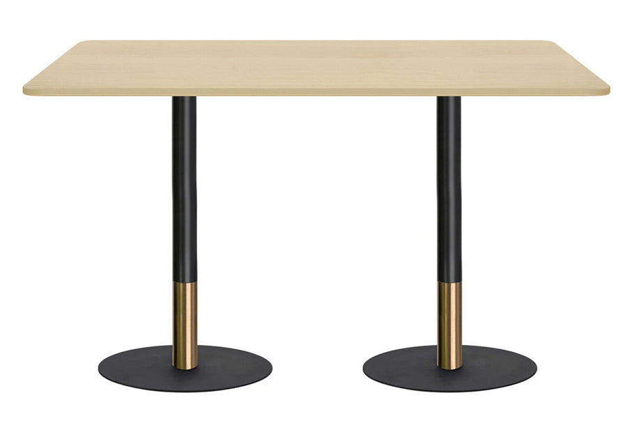 Environmental image of Rivoli Tall Bar/Counter Table - Black/Rose Gold - Black Disc Base Rounded Corners [1800L x 1100W with Rounded Corners]