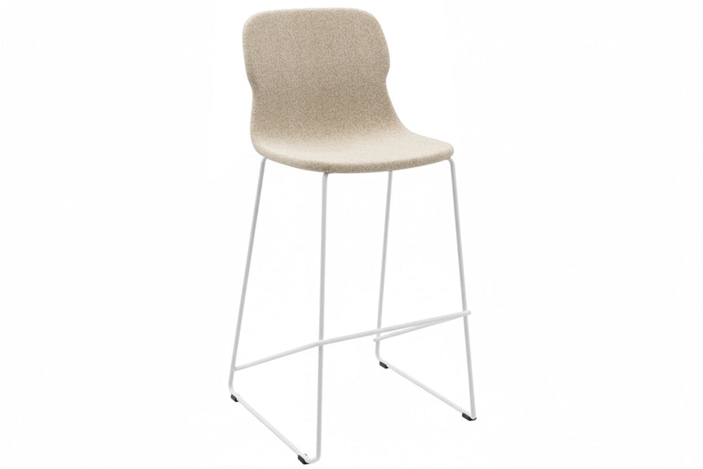 Sammy Counter Stool Sled Base - 760mm Seat Height [Fabric]-white cream 